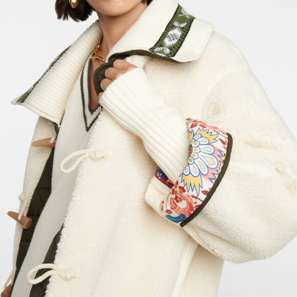 ETRO Alamari Teddy Sherpa Lined Toggle Oversized Knit Pockets Jacket Coat - Picture 6 of 16